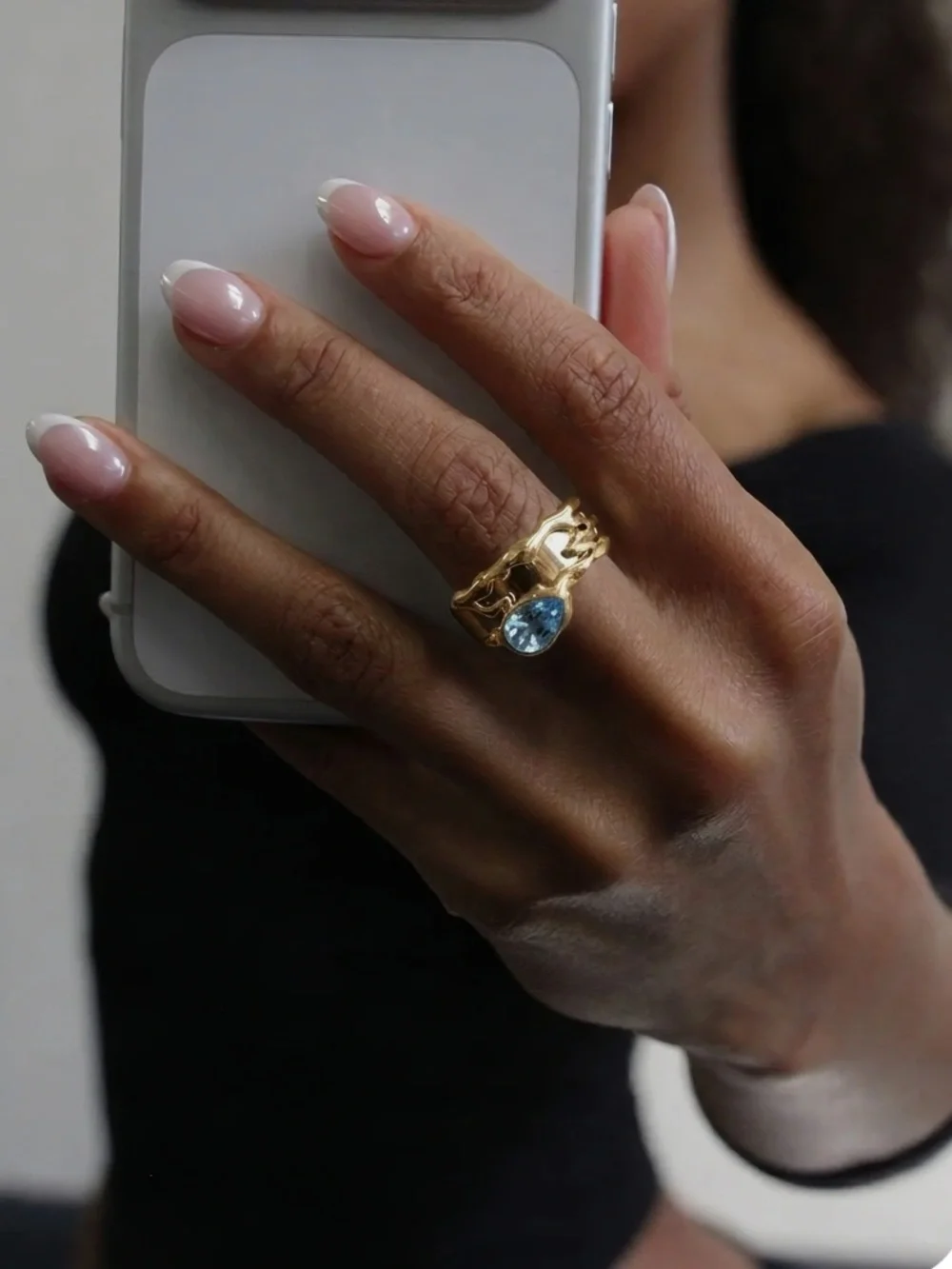 Steff Eleoff Gold Vermeille and Crystal Oura Ring 5 Cover size 9